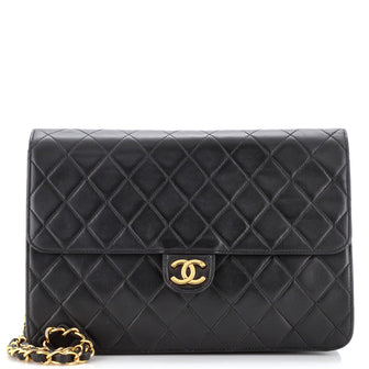 Chanel Vintage Clutch with Chain Quilted Leather Medium