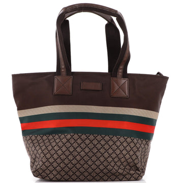 Gucci Web Zip Tote Diamante Nylon Large