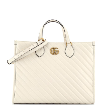 Gucci GG Marmont Shopping Tote Diagonal Quilted Leather Medium