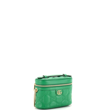 Gucci Top Handle Vanity Chain Bag GG Embossed Matelasse Leather Mini