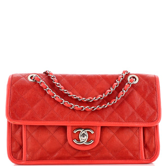 Chanel French Riviera Flap Bag Quilted Caviar Medium