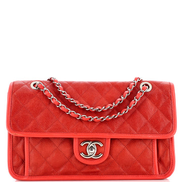 Chanel French Riviera Flap Bag Quilted Caviar Medium