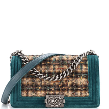 Chanel Paris-Edinburgh Boy Flap Bag Quilted Tweed with Velvet Old Medium