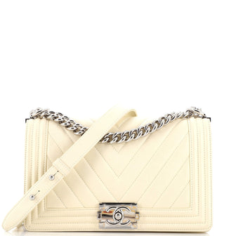Chanel Boy Flap Bag Chevron Lambskin Old Medium