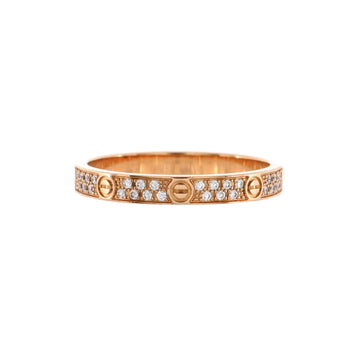 Cartier Love Wedding Band Pave Diamonds Ring 18K Rose Gold and Diamonds Small