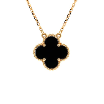 Van Cleef & Arpels Vintage Alhambra Pendant Necklace 18K Yellow Gold and Onyx