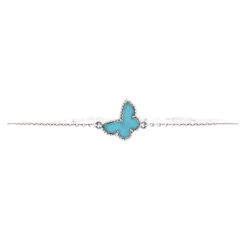 Van Cleef & Arpels Sweet Alhambra Butterfly Bracelet 18K White Gold and Turquoise
