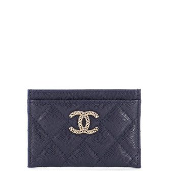 Chanel Textured CC Card Holder Quilted Caviar