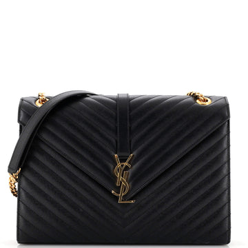Saint Laurent Classic Monogram Envelope Satchel Matelasse Chevron Leather Large