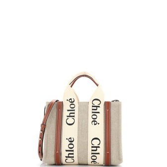 Chloe Woody Convertible Tote Canvas with Leather Small