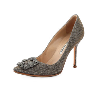 Manolo Blahnik Women's Hangisi Pumps Glitter Fabric 90