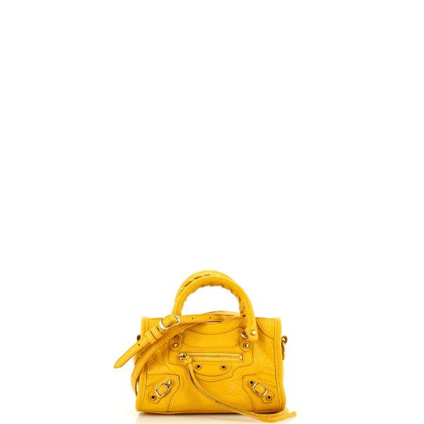 Balenciaga City Classic Studs Bag Leather Nano Yellow 2097464