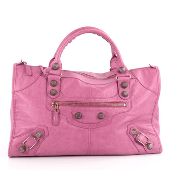 Balenciaga Work Giant Studs Handbag Leather Pink 2097501