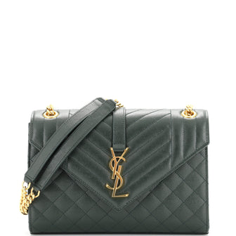 Saint Laurent Classic Monogram Envelope Satchel Mixed Matelasse Leather Medium