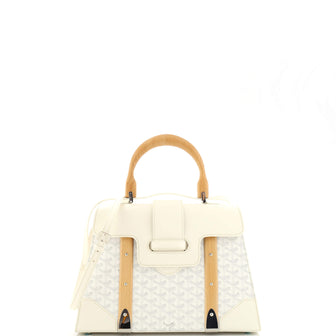Goyard Saigon Top Handle Bag Coated Canvas with Leather MM White