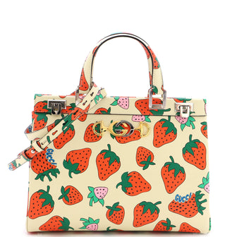 Gucci Zumi Top Handle Bag Printed Leather Medium