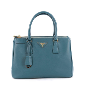 Prada Double Zip Lux Tote Saffiano Leather Small Blue 2098101