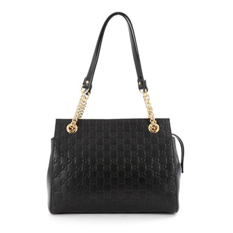 Gucci Soft Signature Shoulder Bag Guccissima Leather Black 2098203
