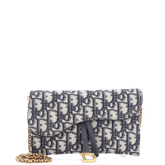 Christian Dior Saddle Chain Wallet Oblique Canvas