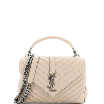 Saint Laurent Classic Monogram College Bag Matelasse Chevron Leather Medium