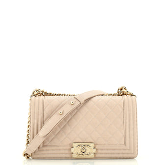 Chanel Boy Flap Bag Quilted Caviar Old Medium