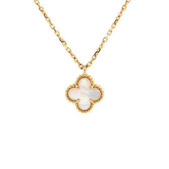 Van Cleef & Arpels Sweet Alhambra Pendant Necklace 18K Yellow Gold and Mother of Pearl