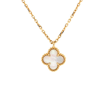 Van Cleef & Arpels Sweet Alhambra Pendant Necklace 18K Yellow Gold and Mother of Pearl