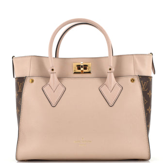 Louis Vuitton On My Side Tote Leather with Monogram Canvas MM