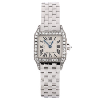 Cartier Santos Demoiselle Quartz Watch White Gold with Diamond Bezel 20