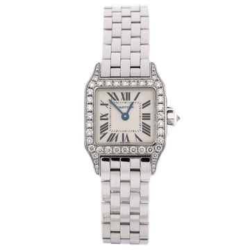 Cartier Santos Demoiselle Quartz Watch White Gold with Diamond Bezel 20