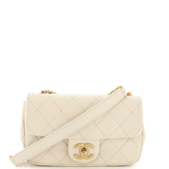 Chanel Crystal Pearls Chain Flap Bag Quilted Calfskin Small