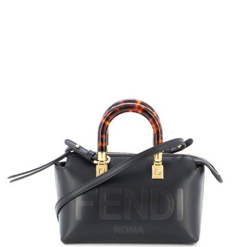 Fendi Logo By The Way Top Handle Bag Embossed Leather Mini