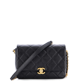 Chanel Chain Melody Flap Bag Quilted Caviar Small