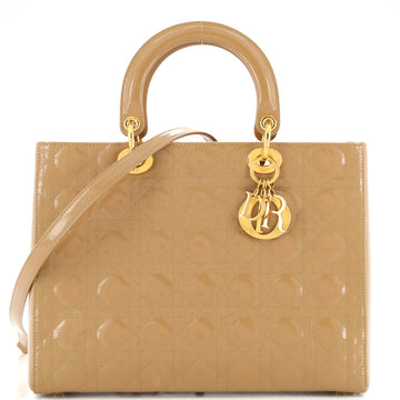 Christian Dior Lady Dior Bag Cannage Quilt Patent Large