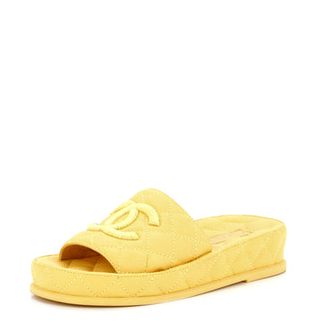Chanel Women's CC Platform Slide Sandals Quilted Leather