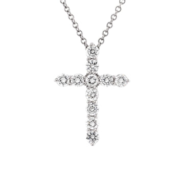 Tiffany & Co. Cross Pendant Necklace Platinum and Diamonds Small