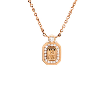Harry Winston HW Logo Pendant Necklace 18K Rose Gold with Diamonds