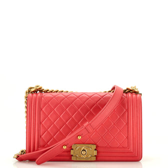 Chanel Boy Flap Bag Quilted Lambskin Old Medium