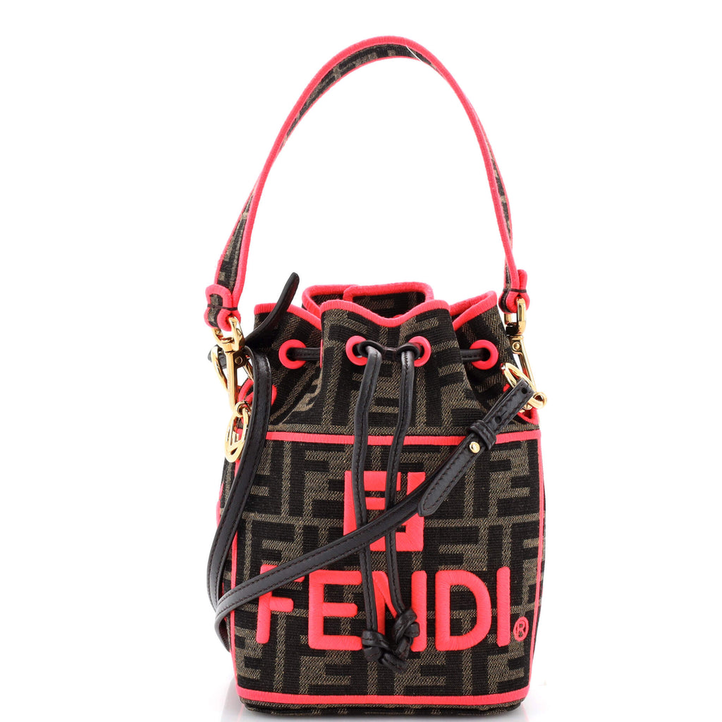 mini Mon Tresor FF-embroidery bucket bag, FENDI