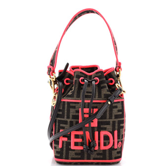 Fendi Roma Amor Mon Tresor Bucket Bag Embroidered Zucca Canvas Mini