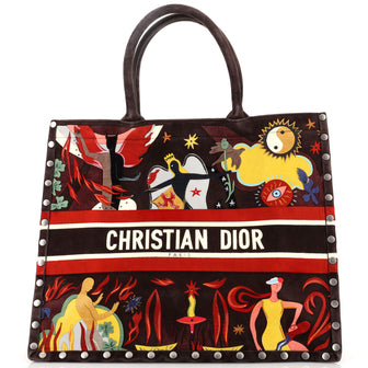 Christian Dior Book Tote Limited Edition Le Feu Painted Studded Suede Large