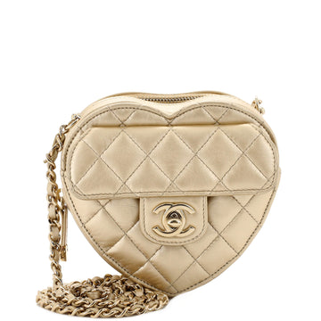Chanel CC in Love Heart Clutch with Chain Quilted Lambskin