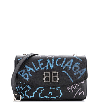 Balenciaga BB Graffiti Chain Wallet Leather Small