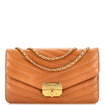 Chanel Brown Chevron Leather Medium Gabrielle Flap Bag Chanel