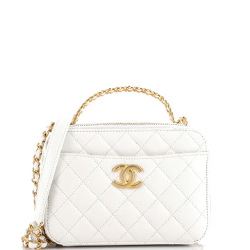 Chanel Pick Me Up Logo Handle Vanity Case Quilted Caviar Small