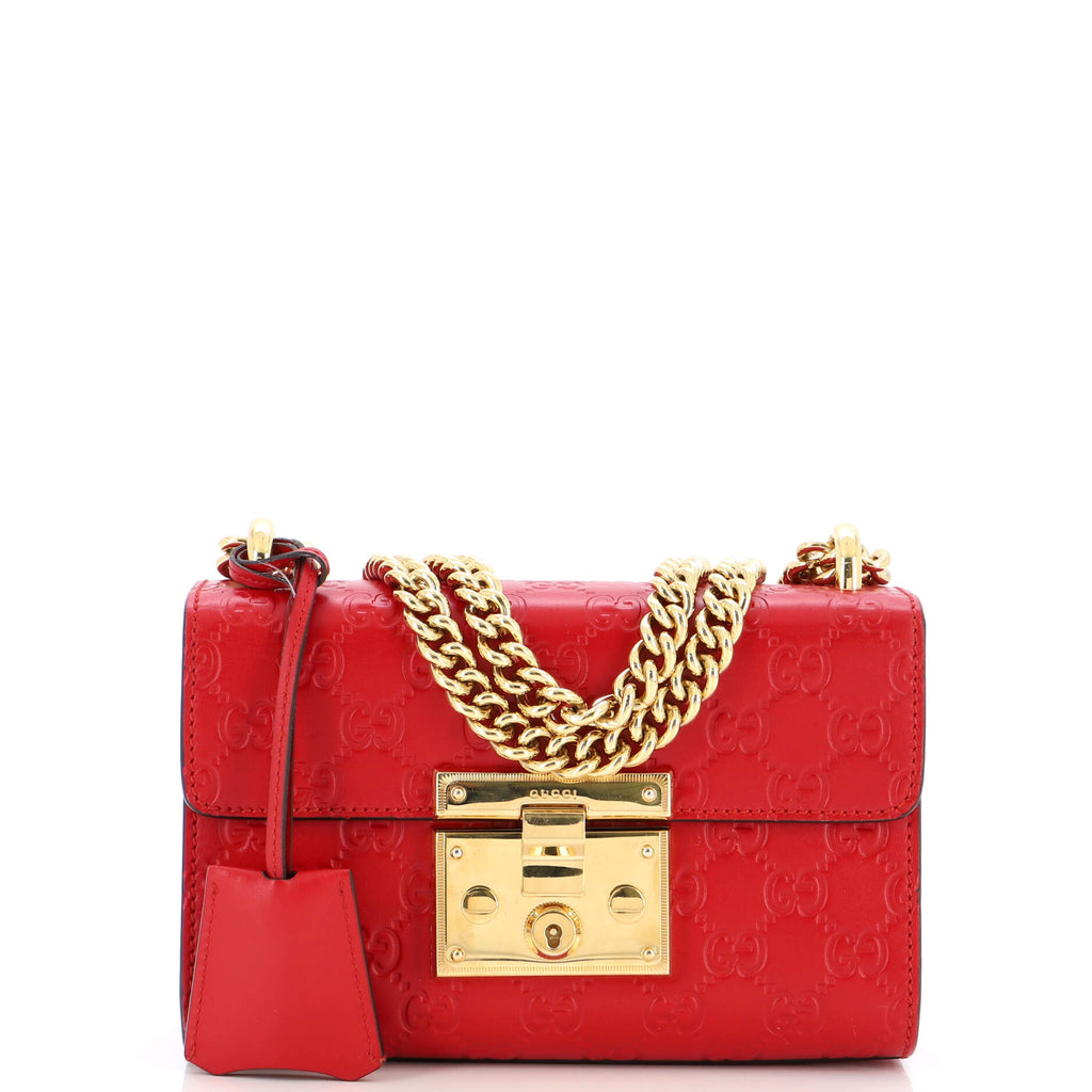 Gucci Red Guccissima Leather Padlock Small Shoulder Bag 