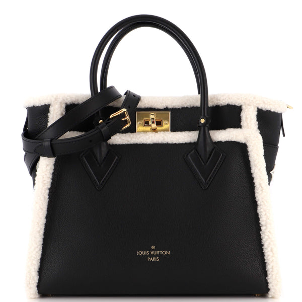 Louis Vuitton On My Side Tote Leather with Shearling MM Black 210000205
