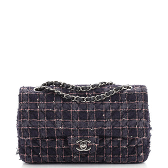 Chanel Classic Double Flap Bag Quilted Tweed Medium