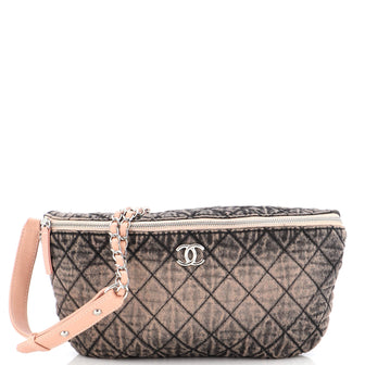 Chanel Denimpression Waist Bag Quilted Distressed Denim
