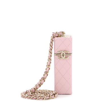 Chanel CC Squared Lipstick Case on Chain Stitched Caviar with Metal